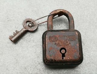 Old Vintage Antique German Padlock Lock With Key Rare