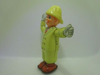 Rare Vintage TN Wind - up Traffic Controler Tin Toy Japan Well 2