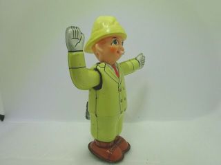 Rare Vintage TN Wind - up Traffic Controler Tin Toy Japan Well 3