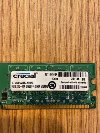 Rare DDR2 Crucial 4GB 240 - PIN UNBUFF DIMM 2