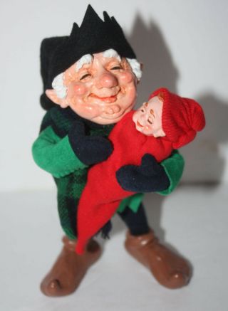 Simpich Doll Elf Papa With Baby - Very Rare - Box -