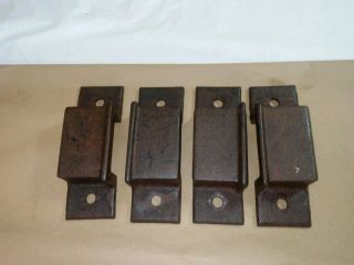 4 Large Old Vtg Cast Iron/metal Gate Door Barn Slide Latch Stop Hardware Salvage