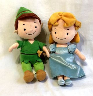 Disney Store Infant Baby Peter Pan Wendy Darling Stuffed Plush Dolls Set Rare