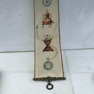 VINTAGE FRENCH TAPESTRY NEEDLE POINT WALL BELL PULL HANGING PANEL 40x6 