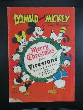 Donald And Mickey Merry Christmas,  Firestone,  G/vg,  1946,  Rare Walt Disney