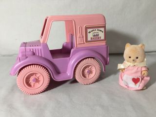 Calico Critters/sylvanian Families Vintage Maple Town Bakery Truck With Figure