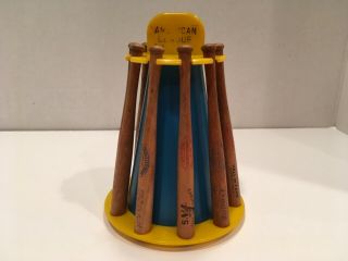 Rare Vintage American League Baseball Bat Bank Player Mini Wooden Bats Van Dine