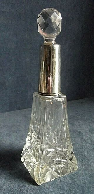 Good Large 8 " Solid Silver Topped Lotion / Scent Bottle London 1922