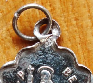 ANTIQUE thin STERLING RELIGIOUS MEDAL ST BENEDICT DISPOSSESSION EXORCIZE DEMON 2