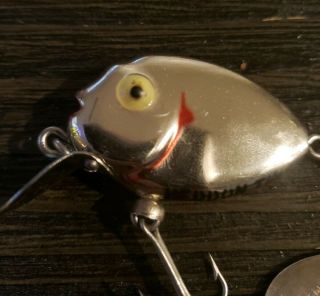 Heddon Tiny Punkinseed Vintage Fishing Lure RARE CHROME YELLOW EYES Excel Cond 3