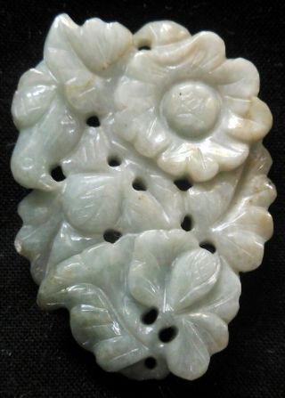 Handcrafted Green Jade Amulet 1 3/4 " X 1 1/4 " W Hole For Bale For Pendnt