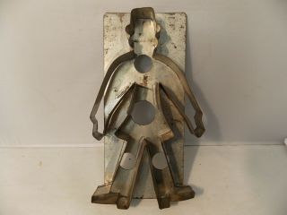 Antique Metal Flat Back Cookie Cutter Mold Of A Man 618 Made In Germany