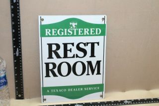 Rare Vintage Texaco Rest Room Dealer Porcelain Metal Sign Gas Oil Farm