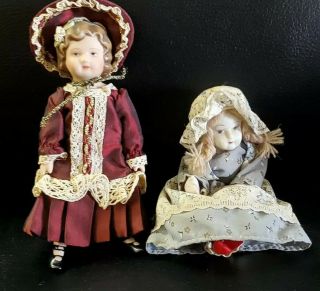 2 Vintage Small Victorian Porcelain Dolls