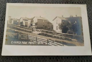 Rare Antique Early 1900s Ricketts Pa Church Row Rppc Photo Postcard Ghost Town