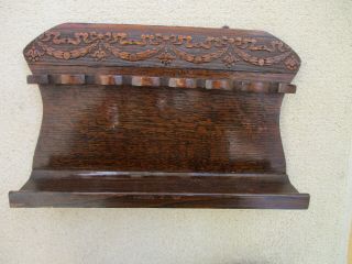 Antique Vintage Wooden Pipe Rack,  6 Pipes,  Wall Hung,  Swag Decoration