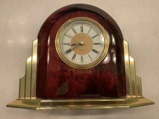 Vintage Linden Quartz Movement Gold Tone Glass Face Rare Mantel Shelf Clock