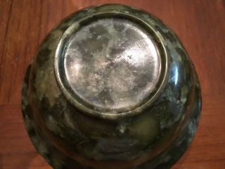 Fine vintage Chinese Mottled green jade bowl 3