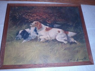 Rare Vintage G.  Muss Arnolt Dog Print Framed,  Picture Print Framed