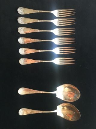 WM Rogers St James 1881 Aesthetic Victorian Silverplate 2 Serving Spoon 6 Forks 2