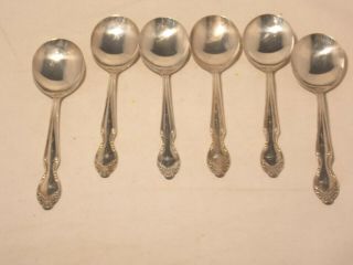1955 Wm Rogers Mfg Co Lady Densmore Silver Plate Flatware 6 Gumbo Spoons
