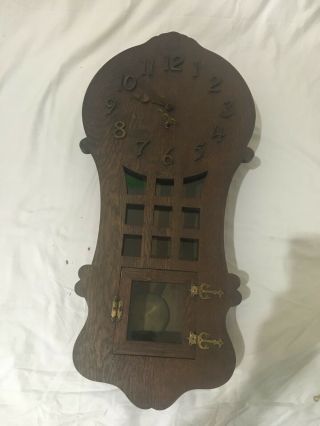 Antique 1908 Sessions " Ramona " Mission Oak Regulator Wall Clock (parts Missing)
