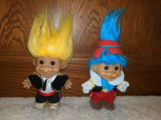 2 Vintage 5  Russ Troll Dolls - Pinocchio 18693 And Matador Bullfighter 18555