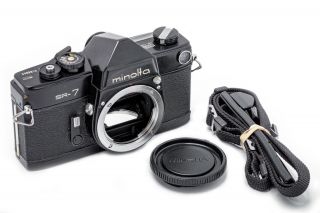 (116) Rare Black Minolta Sr - 7 Camera W/cap & Strap,  Cla 