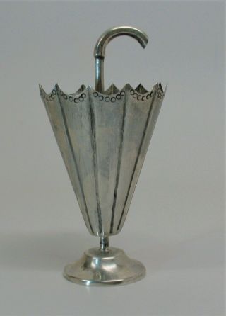 Rare Vtg Mexican.  925 Taxco Sterling Silver Umbrella Cane Stand Toothpick Holder