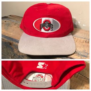 Vintage Ohio State Buckeyes Osu Two Tone Snapback Hat Starter Rare Oval Big Logo
