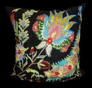 Marvelous Uzbek Silk Handmade Embroidery Suzani Large Pillow Case Cushion R025
