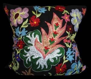 Marvelous Uzbek Silk Handmade Embroidery Suzani Large Pillow Case Cushion R037