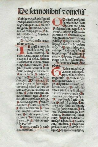 1 Leaf 1494 Incunabula Latin Bible Mammotrectus