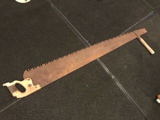 Antique Vintage Disston One/two Man Crosscut Logging Saw 54 " Blade With Handles