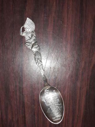 Vintage P & B Grand Canyon,  Arizona Indian Figural Sterling Silver Spoon
