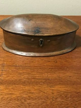 Antique 19th C Oval Wood Hinged Box 7 " Great Patina Hand Made