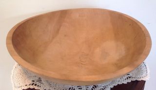 Vintage Primitive Country Hand Turned Wooden Dough Mixing Bowl Out Of Round 13 " W