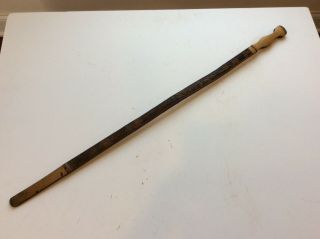 Unusual Old Antique Japanese Wooden Cane Staff Club Sword With Calligraphy