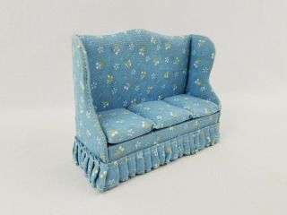 VTG 4 Ct.  Miniature Dollhouse Fabric Living Room Furniture / Sofa Chairs Ottoman 3