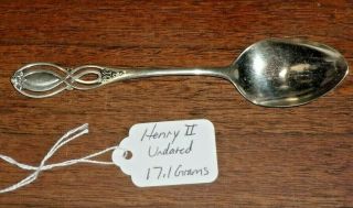 Rare Antique Sterling Silver Engraved Henry Ii Tea Spoon 5 3/4 " 17.  1 Grams