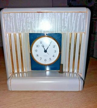 Art Deco Mantle Clock In The Style Of A Fireplace
