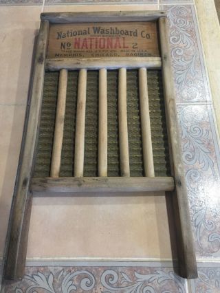Vintage National Washboard Co No 2 24” X 12 1/2“.  Wash Ribs Intact.