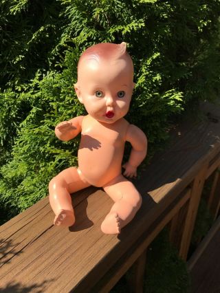 Vintage Gerber Baby Doll By Sun Rubber Co.  Molded Hair