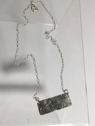 Antique Vtg Art Nouveau 925 Sterling Silver Sash Chased Engrave Pendant Necklace