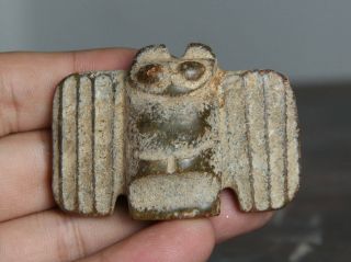 2.  4 " China Hongshan Culture Jade Hand - Carved Eagle Owl Birds Amulet Pendant