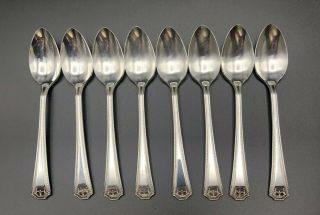 Set Of 8 Vintage NS Co National Silver ADAM Silverplate Demitasse Spoons 1917 3