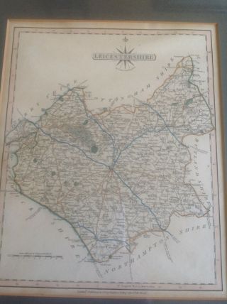 Old Leicestershire Map In Frame