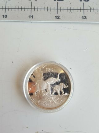 1993 British Virgin Islands $25 Silver Proof African Elephants Wildlife Rare Bvi