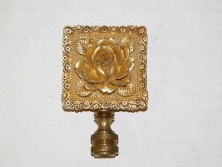 Antique 3 " Brass Ornate Lamp Finial Vintage Victorian Flower Light Topper Part