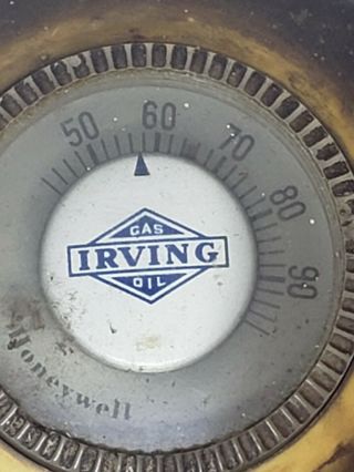 Rare Vintage Irving Gas & Oil Advertising Honeywell Thermostat